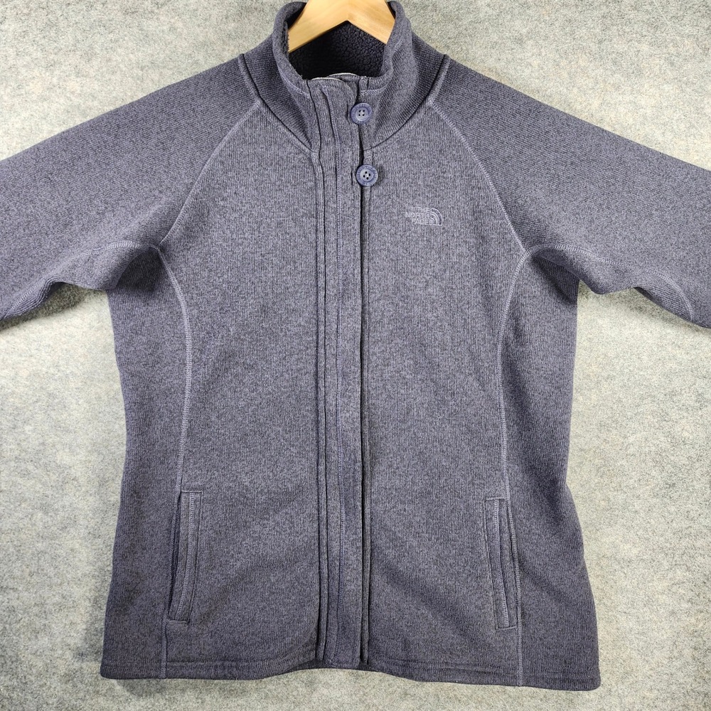 The North Face Womens XL Blue Sherpa Lined Full Zip Sweater Fleece Jacket Casual